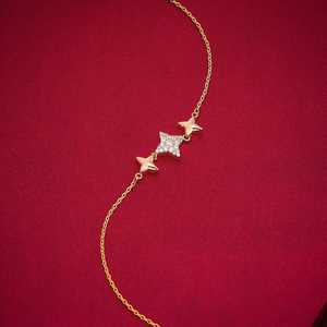 Geometric Star Zinc Alloy & Gold-Plated Bangle <b>Bracelet</b> for Gift Giving Religious & Trendy Style Heart & Pearl Design - Product Image 2