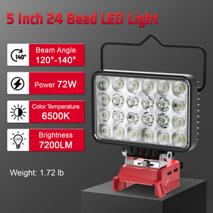 Китайская оптовая продажа: светодиодный рабочий фонарь, совместимый с аккумулятором Milwaukee 18V Li-ion, портативный фонарик, аварийный светильник, лампа для кемпинга - Product Image 3