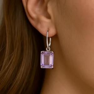 Boucles d'oreilles pendantes octogonales en améthyste rose en argent sterling 925 - Product Image 6