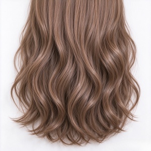 Perruque synthétique longue ondulée marron avec frange, résistante à la chaleur, pour cosplay, fête et Halloween - Product Image 4