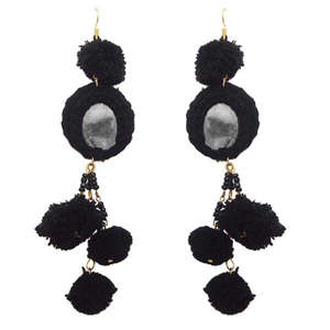 Tip Top Fashions Vintage Boucles d'oreilles 1308306I Fil noir Miroir Plaqué or - Product Image 1