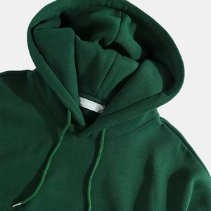 Sweat à capuche en molleton épais pour homme, vert foncé, coupe ample, avec cordon de serrage, streetwear, personnalisable avec logo, vente en gros - Product Image 4