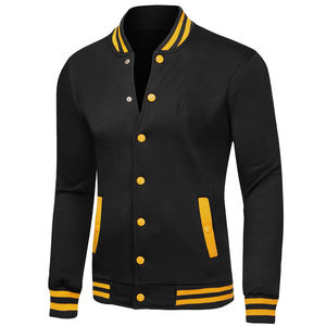 Chaquetas de bombardero de cuero informales cortavientos de invierno ligero con cremallera Varsity Coat Design Plus Size Varsity Jacket para hombre - Product Image 1