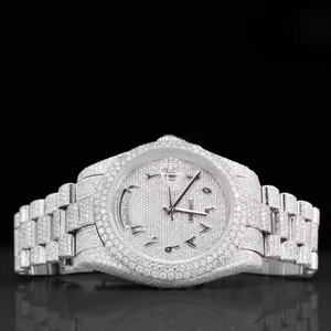 Reloj de diamantes Moissanite Premium para hombre, reloj Hip Hop de lujo completamente helado, correa de acero inoxidable, cristal de cuarzo, diseño antiguo - Product Image 6