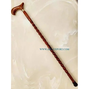 Bâton de marche en bois de bambou de couleur marron fait à la main dernière conception de bâtons de marche en bois de teck fantaisie pour personnes âgées en Inde - Product Image 2