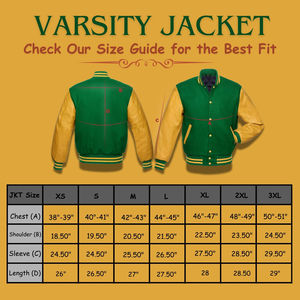 Chaqueta universitaria de estilo único verde y amarillo con bolsillos delanteros y procesamiento recubierto de dobladillo acanalado - Product Image 5