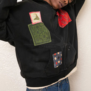 เสื้อฮู้ดผู้ชายแบบเย็บปะติดสำหรับผู้ใหญ่เสื้อฮู้ดผ้าปะต่อสำหรับฤดูหนาว - Product Image 4