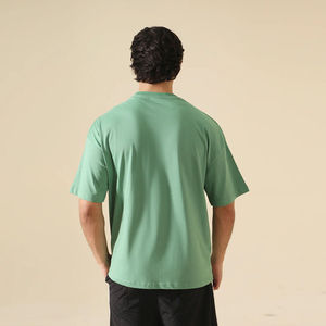 เสื้อยืดโอเวอร์ไซส์สำหรับผู้ชายสินค้าขายดีผ้าถักสีทึบ - Product Image 4