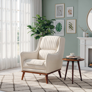 Midcentury Modern Velvet <b>Sofa</b> Set 3+2+1 Living Room Furniture Upholstered Chesterfield Style With Wood <b>Legs</b> - Product Image 4