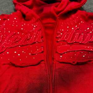 Sudadera con capucha personalizada para hombre Speedy Industry, diseño de decoloración solar lavado con ácido, parche bordado de angustia, forro polar de peso pesado 3D ODM - Product Image 3