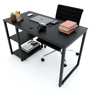 SIBA Minimalist Office <b>Desk</b> Iron Legs Adjustable Wooden <b>Shelf</b> 120x60x75(cm) BD68057 Drawer Storage for Home Office Living Room - Product Image 3