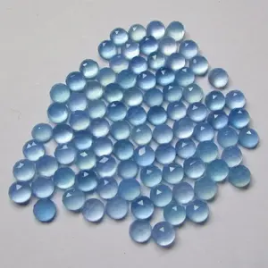6毫米天然蓝色玉髓玫瑰切割圆形凸圆形松散宝石愈合水晶饰品