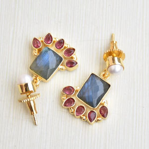 Pendientes Colgantes de Latón de Moda, Perla de Exportación, Hechos a Mano, Semipreciosos, Chapados en Oro de Alto Pulido, Diseño Único - Product Image 5