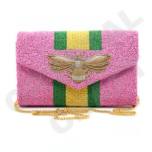 <b>Pink</b> Flowers Custom Beaded Party Clutch Evening Bag Designer Ladies Shoulder Bags Luxury <b>Purses</b> and Handbags Parties - Product Image 3