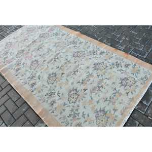 พรมตุรกีวินเทจ ขนาด 4.5x7.9 ฟุต (136x242 ซม.) พรมขนสัตว์ขอบสีน้ำเงิน - Product Image 4