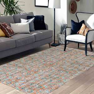 Tapis turc Oushak floral : antidérapant, lavable en machine, tapis imprimé, avec poils doux - Product Image 3