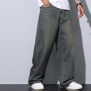 Personnalisé Vintage Lavé Multi-poches Pantalon Loose Fit Baggy Jeans pour Hommes D'été Streetwear Droit Hommes Baggy Jeans - Product Image 5