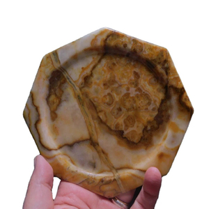 Plaque d'onyx octogonale polie, plaque de marbre d'onyx véritable, plaque de pierre d'onyx brun - Product Image 1