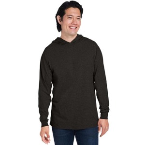 Vente en gros T-shirt à capuche en jersey de coton HD pour hommes léger T-shirts à capuche à manches longues filés à l'anneau - Product Image 4