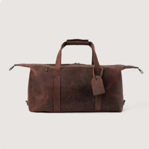 กระเป๋าเดินทางหนังสีน้ำตาลสไตล์วินเทจ Dale รุ่น Distressed พร้อมซิปทนทาน - Product Image 1