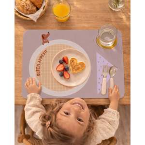 Children's 2-Piece Rectangle Place <b>Mat</b> Set with Space for <b>Plate</b> Glass & Cutlery - Product Image 5
