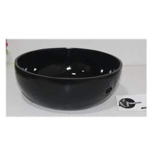 Bol en résine noire traditionnelle de qualité supérieure Design brillant pour servir des aliments Ensemble de vaisselle durable de forme ronde moyenne avec assiette - Product Image 1
