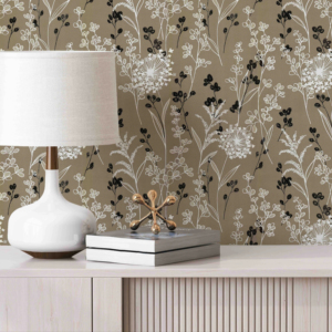 Papier peint en vinyle PVC écologique ignifuge de style français romantique, moderne et luxueux, avec des motifs de fleurs de printemps, pour une ambiance relaxante et chaleureuse à la maison - Product Image 1