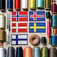 Patchs de drapeaux brodés en gros (Islande, Danemark, Finlande, Norvège, Suède) avec PVC pour vêtements et chapeaux