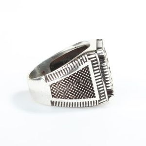 925 Sterling Silver Men's <b>Ring</b> with Square Snowflake Motif 14.31g 1.7cm for Gift Occasions - Product Image 3