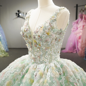 Vestido de Quinceañera Dy6967 de Lujo en Verde Menta, Chifón, Cintura Natural, Flores 3D, Vestido de Princesa con Brillo para Baile de Graduación, Boda o Fiesta - Product Image 6