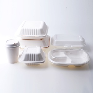 Caja para llevar de pulpa de papel desechable PET blanco mate en relieve laminación mate forma cuadrada embalaje de alimentos para ensaladas de fideos - Product Image 5