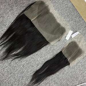 Fermeture de cheveux humains droits naturels 100% et extension de cheveux de trame de peau brute non traitée frontale d'un seul donneur - Product Image 4