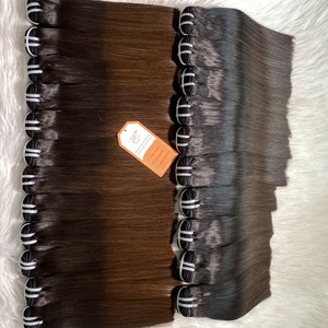 Bone Straight Human Hair Bundles <b>Cheap</b> Price Full Cuticle Aligned <b>Extensions</b> Wig Making Brown Tip Color Raw Material Natural - Product Image 3