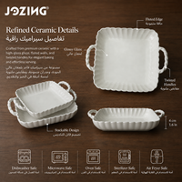 Plat de service carré en céramique blanche JOZING avec poignées torsadées et bord festonné – Offres de liquidation directes usine
