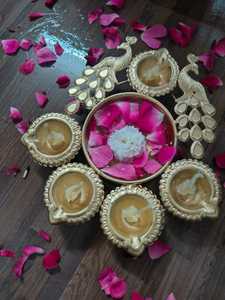 Rangoli ชุด rangoli โลหะสีทองสำหรับตกแต่งบ้านห้องนั่งเล่นงานเทศกาลดอกไม้ทองเหลืองทำด้วยมือ - Product Image 6