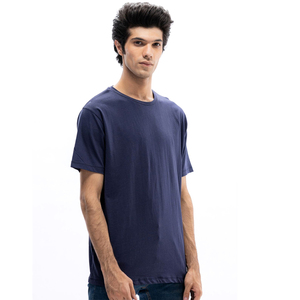 Camiseta de verano de algodón con cuello redondo para hombre, nueva moda, ajustada, de manga corta, informal, transpirable, de talla grande, diseño de lona en blanco - Product Image 1