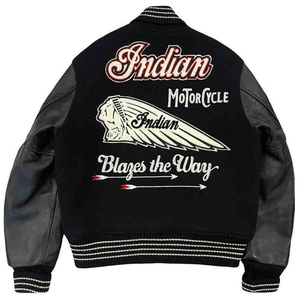 เสื้อแจ็กเก็ตเลตเทอร์แมนสำหรับผู้ชายเสื้อเบสบอลแขนเสื้อหนังสีดำออกแบบได้ตามต้องการ - Product Image 6