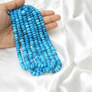 Cuentas de piedra de Rondelle lisas de ópalo azul cian Natural, fabricación de joyas de piedras preciosas sueltas a granel de 6mm 9mm, suministro al por mayor - Product Image 1