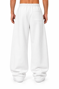 Pantalon de survêtement en molleton de coton blanc pour homme, style Hip Hop italien, taille élastique avec cordon de serrage, coupe décontractée, délavé, pour l'hiver - Product Image 2