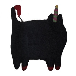 Nepal Handmade <b>Small</b> Cat Pattern Coin <b>Purse</b> for Girls and <b>Ladies</b> Fashionable Candy Design with Black Felt Wool String Closure - Product Image 2