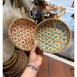 Panier en bambou tissé à la main avec motif floral 20 cm Panier décoratif pour la maison et les fruits - Product Image 3