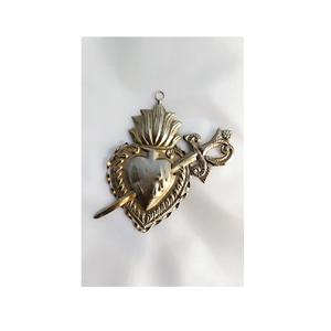 Pure Metal Heart of Mary Votive Gold Rhinestone Ornament <b>Locket</b> Peacock Wings Shape Sacred Heart & Beautiful Gift <b>Locket</b> - Product Image 6