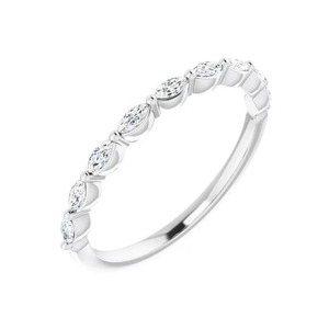 Élégante alliance de mariage en diamants de laboratoire taille marquise, faits à la main, F-VS2, cadeau pour occasion spéciale, monture à griffes en or massif 14K - Product Image 3