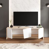 Ensemble de 2 meubles modernes et luxueux pour le salon Meuble de télévision tendance très brillant avec dessus en faux marbre Meuble pour téléviseur rectangulaire Fabricant turc