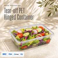 Conteneur articulé jetable en PET transparent, qualité alimentaire, inviolable et étanche, pour emballage alimentaire à emporter (vente en gros)