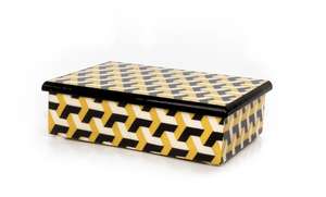 Brown And White Pattern Lacquer <b>Box</b> Handmade Modern Lacquered Decorative Storage <b>Box</b> For Jewelry <b>Keepsake</b> Or Home Accent Decor - Product Image 5