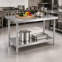 Table de travail en acier inoxydable réglable en hauteur, robuste, pour cuisine commerciale, sur mesure OEM, pour la transformation alimentaire