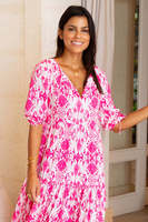 Robe longue d'été faite main pour femme, imprimée au bloc, 100% coton tissé, décontractée, manches 3/4, motif floral, fausses poches, style gothique et charmant
