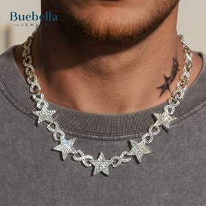 Venta caliente 14K oro blanco plateado 925 plata esterlina 10mm Iced Out Stars Infinity Link Chain para hombres - Product Image 1