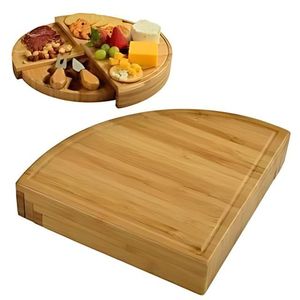 Juego de tablas de queso de madera Bandeja de servicio de charcutería de bambú con cajón Bandeja de plato de queso de Bambú - Product Image 5